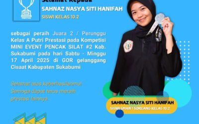 Siswa SMAN 1 Soreang Raih Prestasi Juara 2 di Ajang Kompetisi Mini Event Pecak Silat #2 Kab. Sukabumi