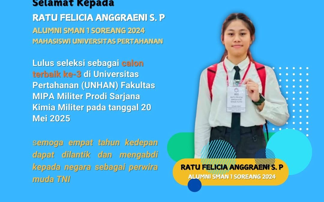 Selamat Kepada Ratu Felicia Anggraeni S. P Alumni SMAN 1 soreang 2024